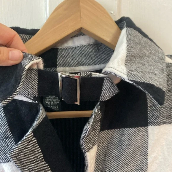 Sweater Project Black and White Buffalo Plaid Cardigan - Picture 3 of 11